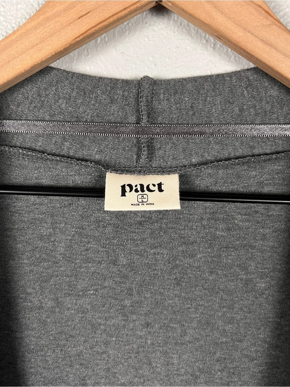 PACT Airplane Wrap Cardigan Open Front Organic Cotton Heather Gray Size M/L